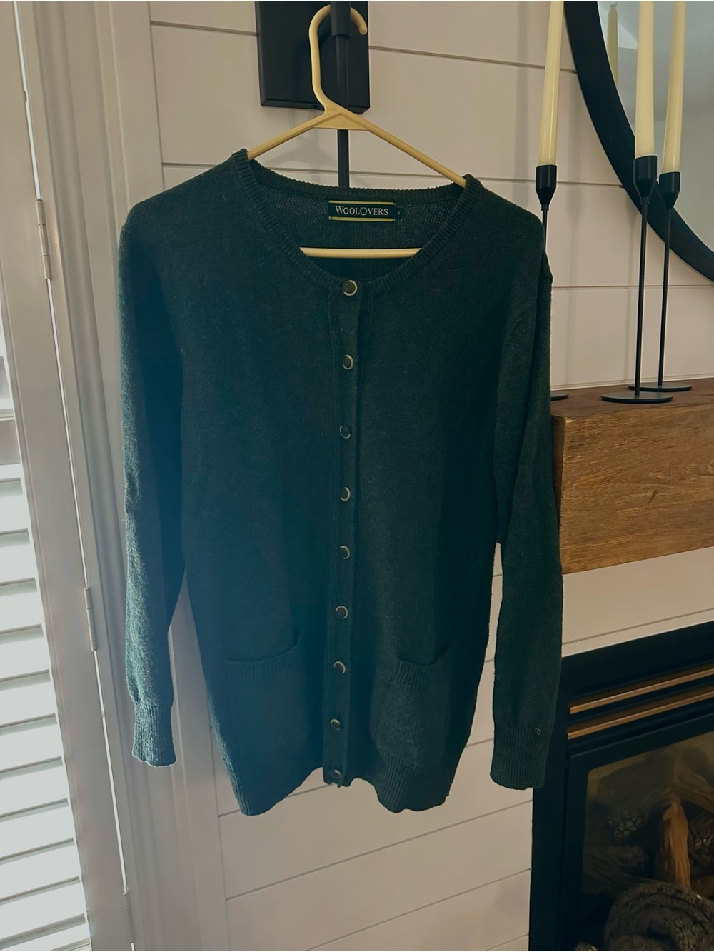 Woolovers WOOL Women's Dark Green Button-Up Wool Cardigan